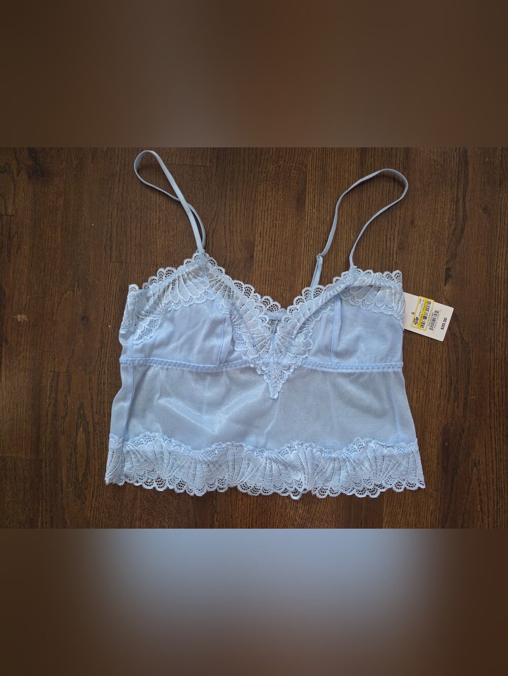 New Auden Womens Small Blue Sheer Lingerie Top